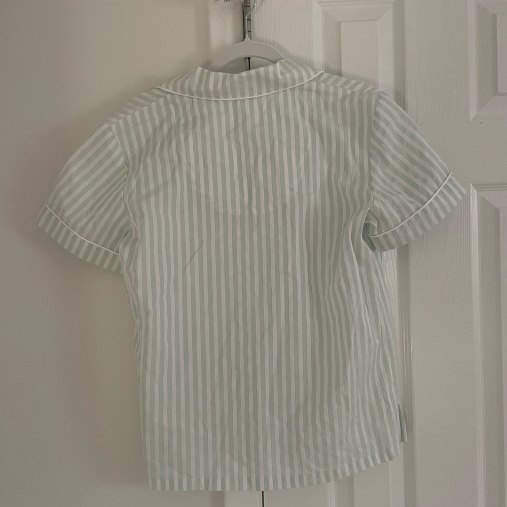 BEDHEAD Striped Classic Organic Cotton Lounge Pajama Set Mint Green Beach - Picture 3 of 9